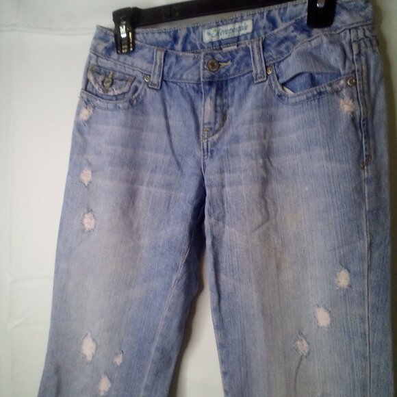 Aeropostale Jeans Juniors 1 2 Cropped Distressed Light Wash Blue - Picture 7 of 15